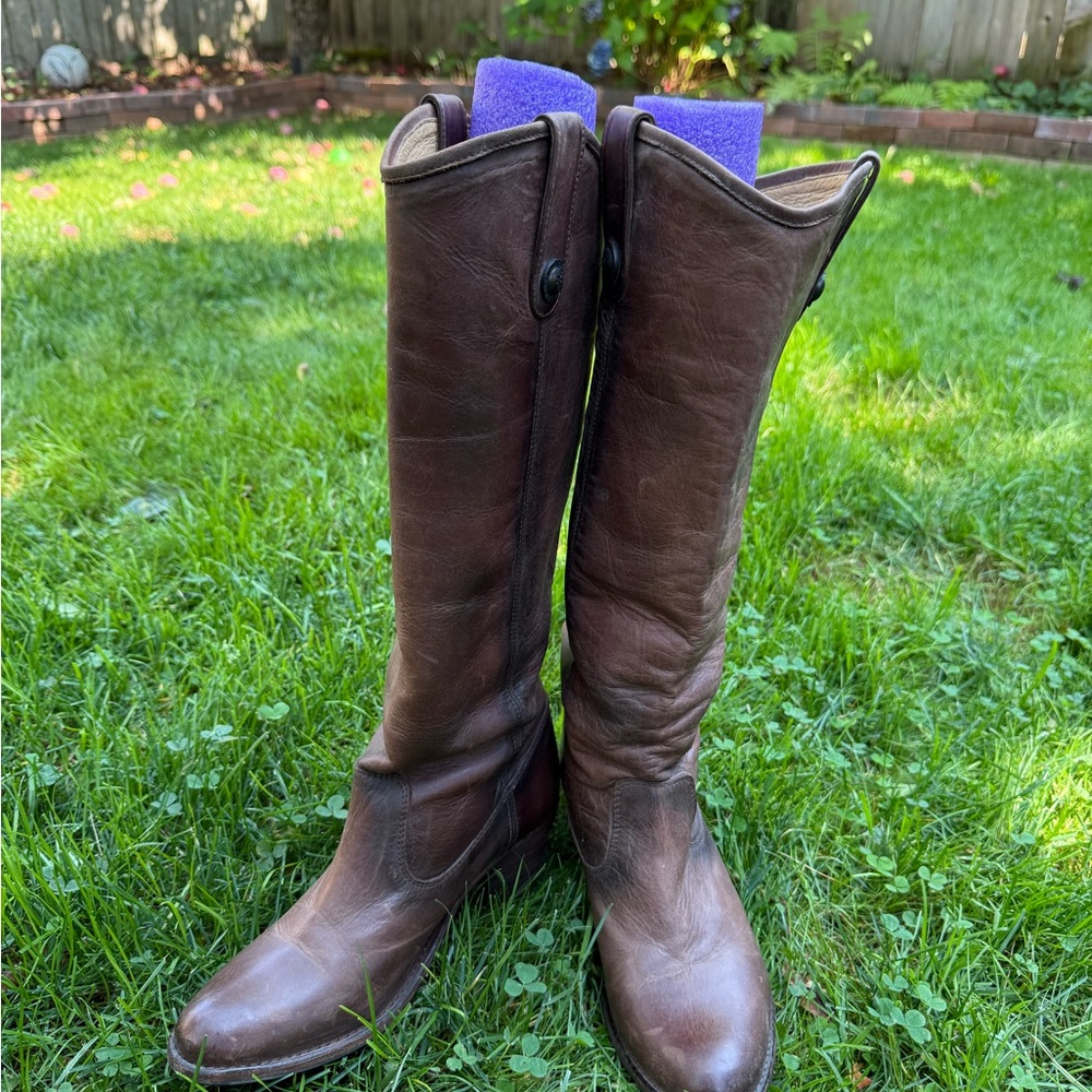 Brown Leather Knee-High Boots